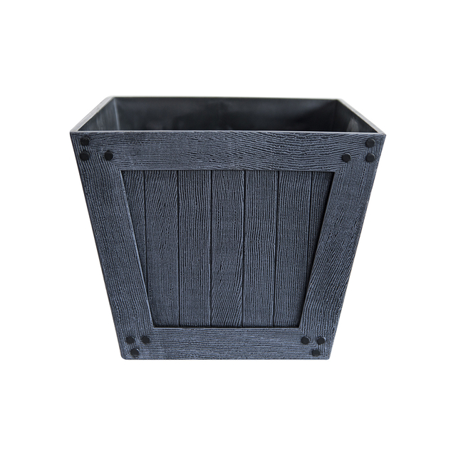 Wood Effect Poly Resin Square Large Planter