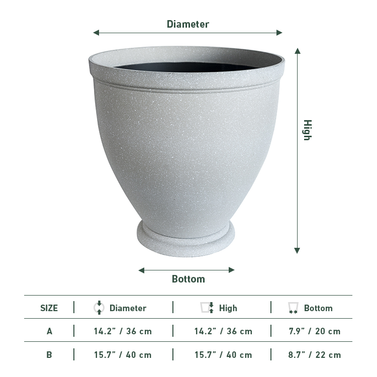 Kailai plastic concrete effect cup shape plant pot planters 