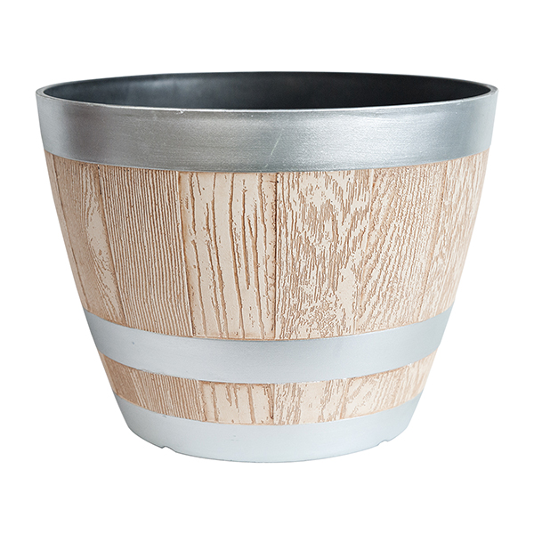 Round Cheap Wooden Barrel Finish Garden Pot
