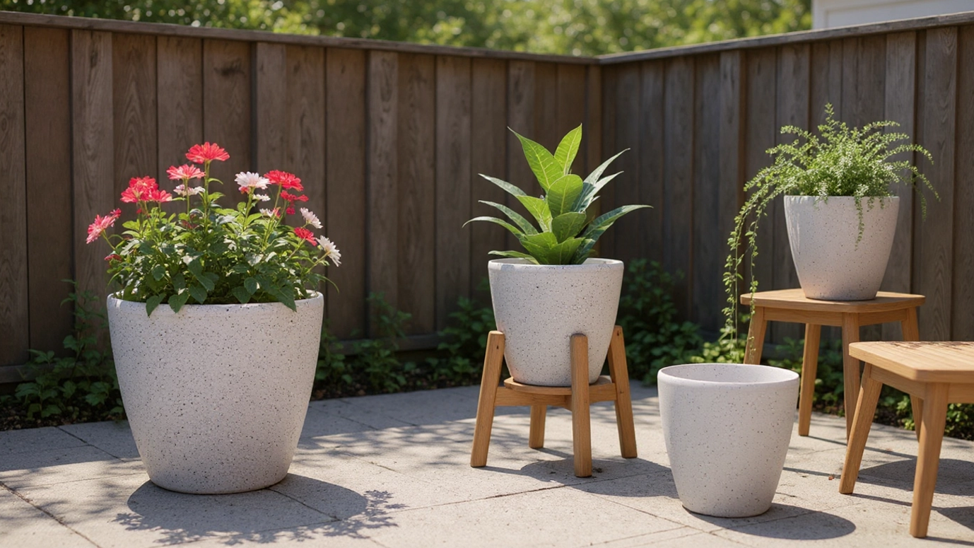 Elevate Your Space: The Minimalist Cement-Style Planter That Waters Itself