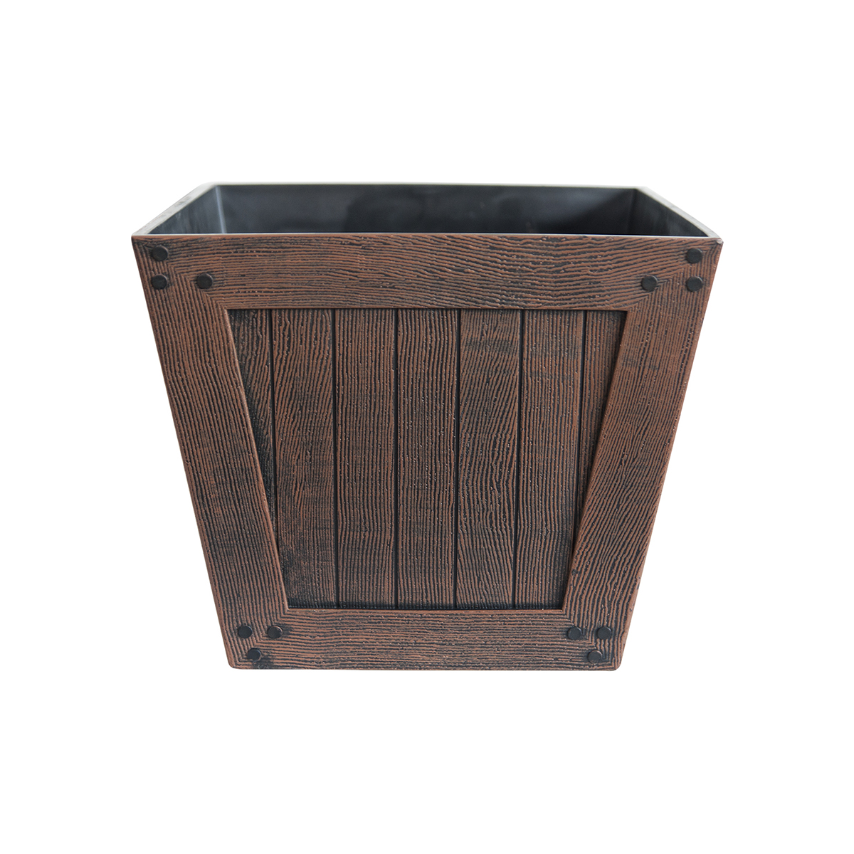 Large Plastic Square Wood Effect Outdoor Planter