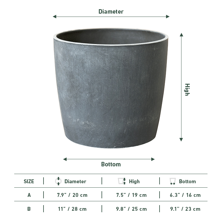 Large Minimalist Cylinder Cement Plastic Plant Pot