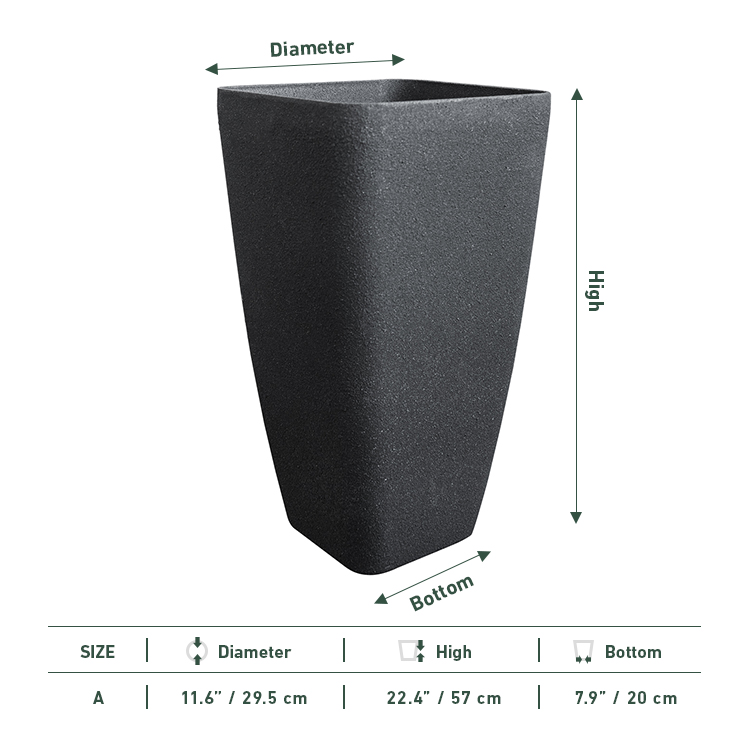 Indoor Garden Plastic Square Tapered Tall Plant Pot from China ...