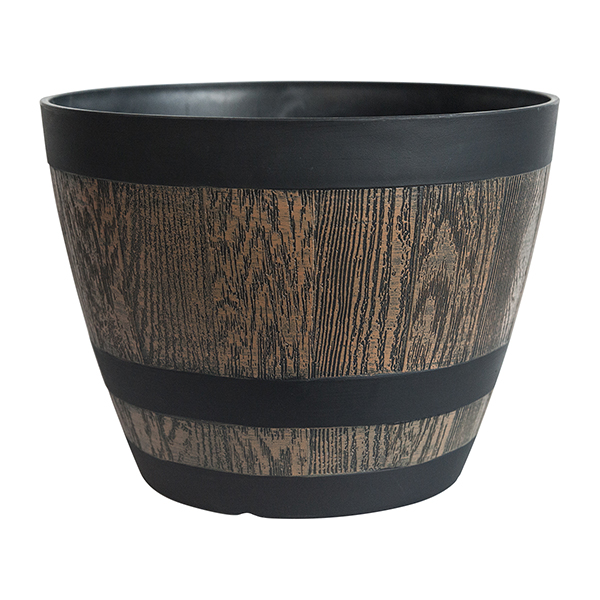 Round Cheap Wooden Barrel Finish Garden Pot