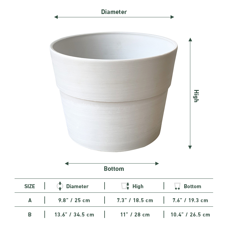 Cement Finish Round Premium Plastic Flower Pot